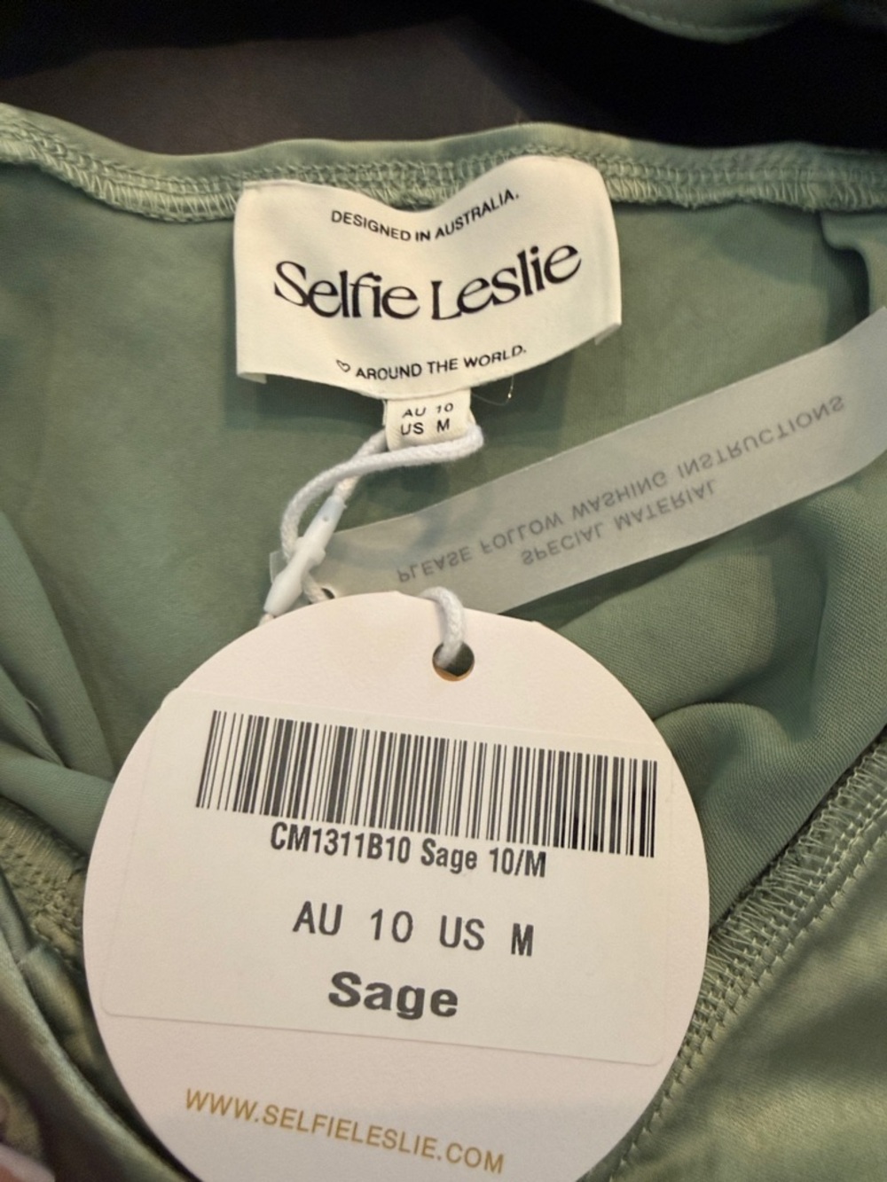 Selfie Leslie Lucinda V-Neck Twist Back Midi Dress Sage size Medium - Picture 8 of 9